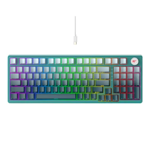 [KB899L] Havit KB899L 97-key mechanical gaming keyboard delivers responsive switches, rainbow LED backlighting, and a durable wired design for smooth PC performance. KB899L