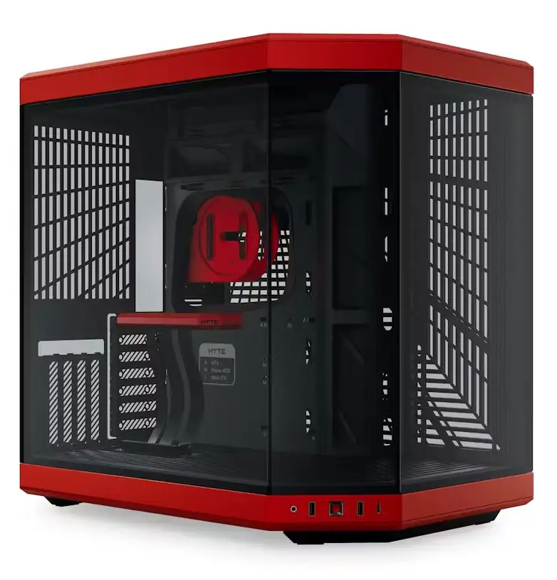HYTE Y70 mid-tower case in red with panoramic glass design, spacious ...